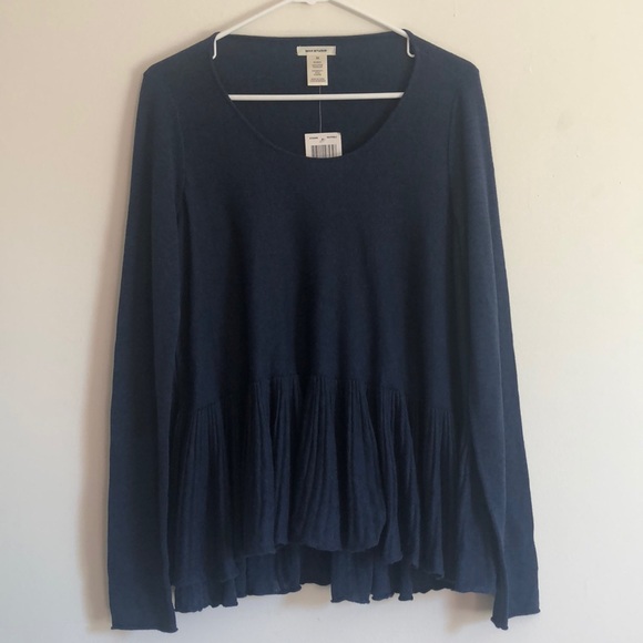 Max Studio Sweaters - [Blue] Max Studio Lightweight Ruffle Sweater